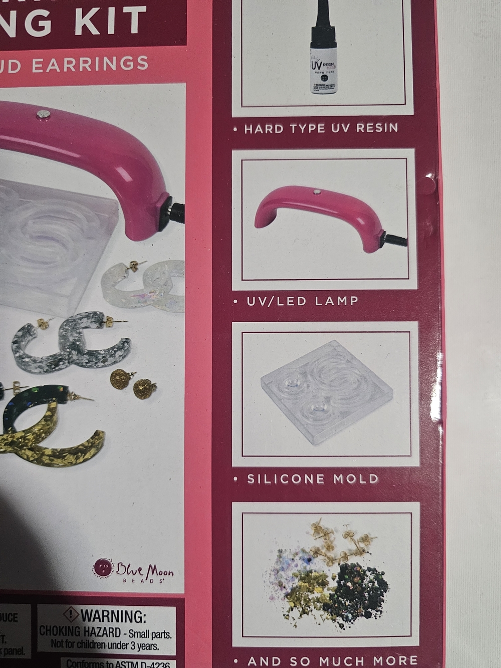UV Resin Craft Earring Making Kit - Pink UV/LED Lamp Included NIB - Picture 3 of 5